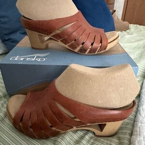 Dansko Brown Leather Slip-On Clogs